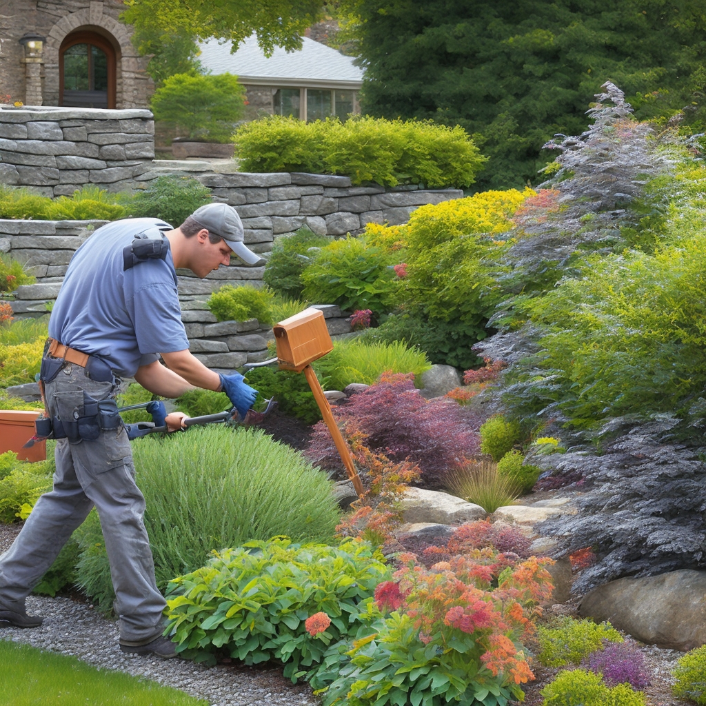 Certified landscaper maintaining stone walls and hedgerows