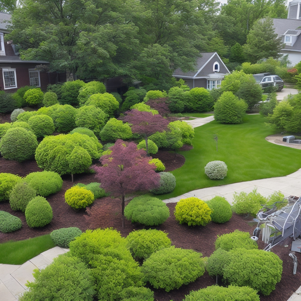 Expert tree pruning and hedgerow maintenance work showing professional landscaping